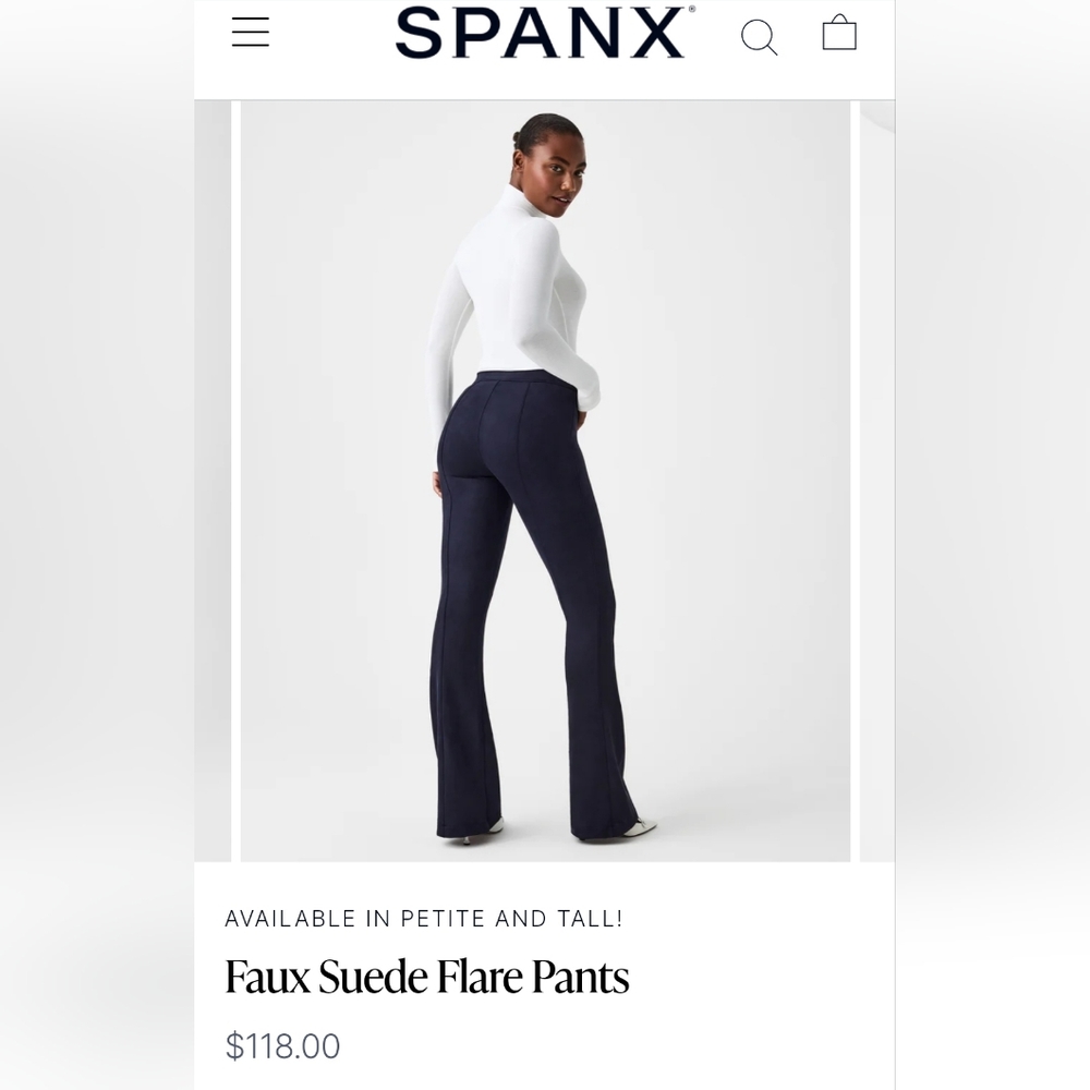NWT Spanx Faux Suede Flare Pants in Navy
